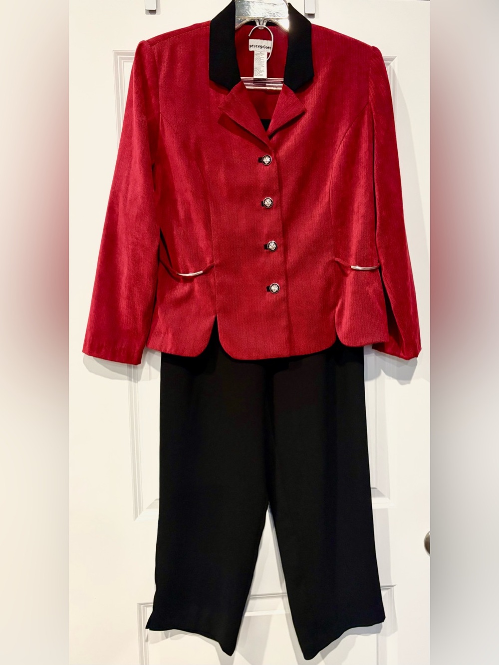 Perceptions Crimson Red Tailored Blazer with Decorative Buttons